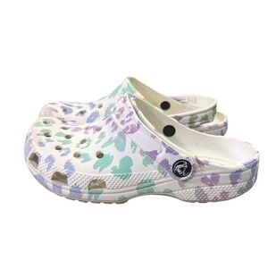 Crocs Classic Clog Kids J3 White Pastel Leopard Print Purple Green Blue Shoes